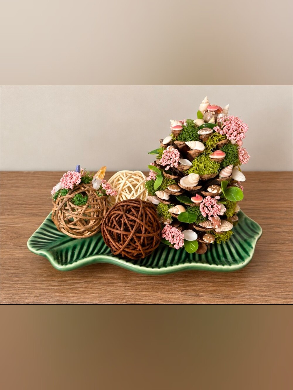 Pinecone SeaShell Piece | Crystal Pieces Orb | Leaf Plate